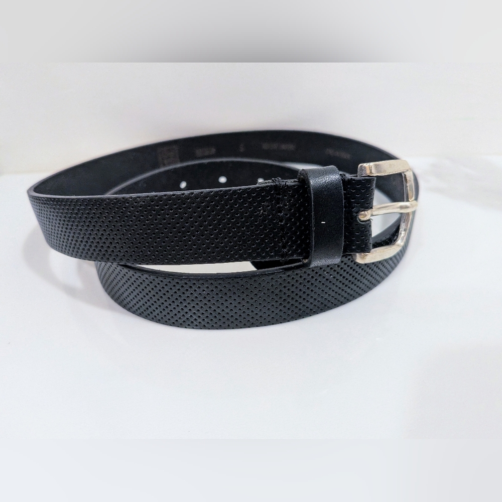Fabio Corti Black Leather Perforated Belt